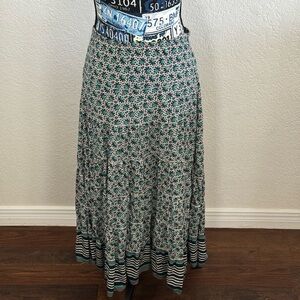 Max Studio Patterned Maxi Skirt in Green and Black